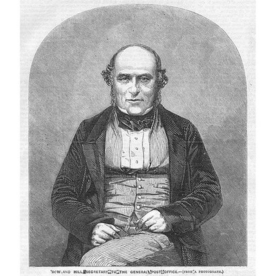 ROWLAND HILL Sekretär der Generalpost - antiker Druck 1857
