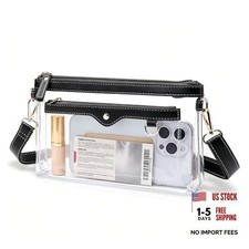 Clear Bag for Stadium Events, Stadium Approved Clear Purse for Small Black