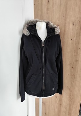 Damen Kuschelige Fleece Jacke ZIP Hoodie S Fell Kapuze Red By EMP Schwarz