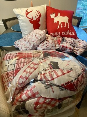 King Size Cozy Cabin 9-Piece Bed In A Bag Deer Lodge Print New Item