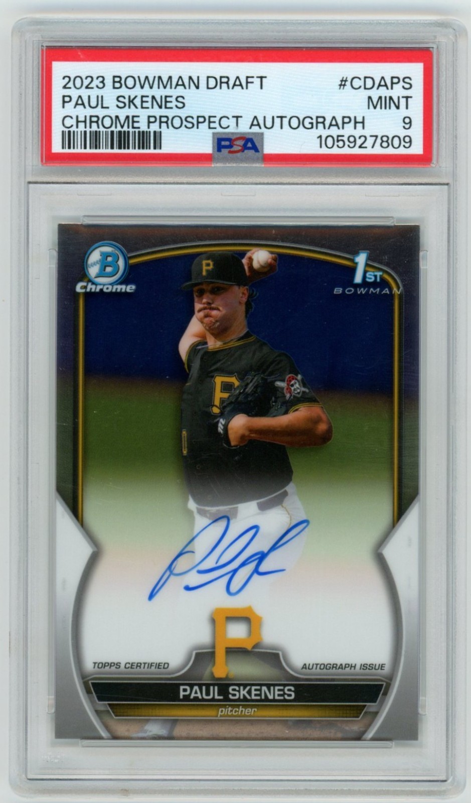 PSA 9 2023 BOWMAN DRAFT CHROME Paul Skenes PROSPECT AUTO #CDAPS Pirates