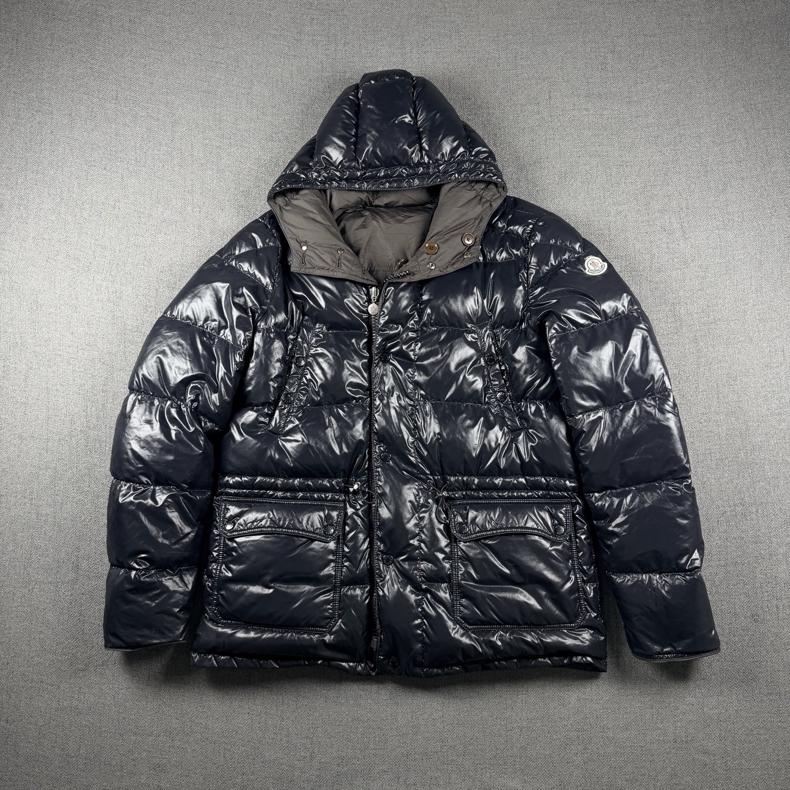 Moncler Hollywood Reversible Size 5 Down Jacket Hooded Black Brown Puffer
