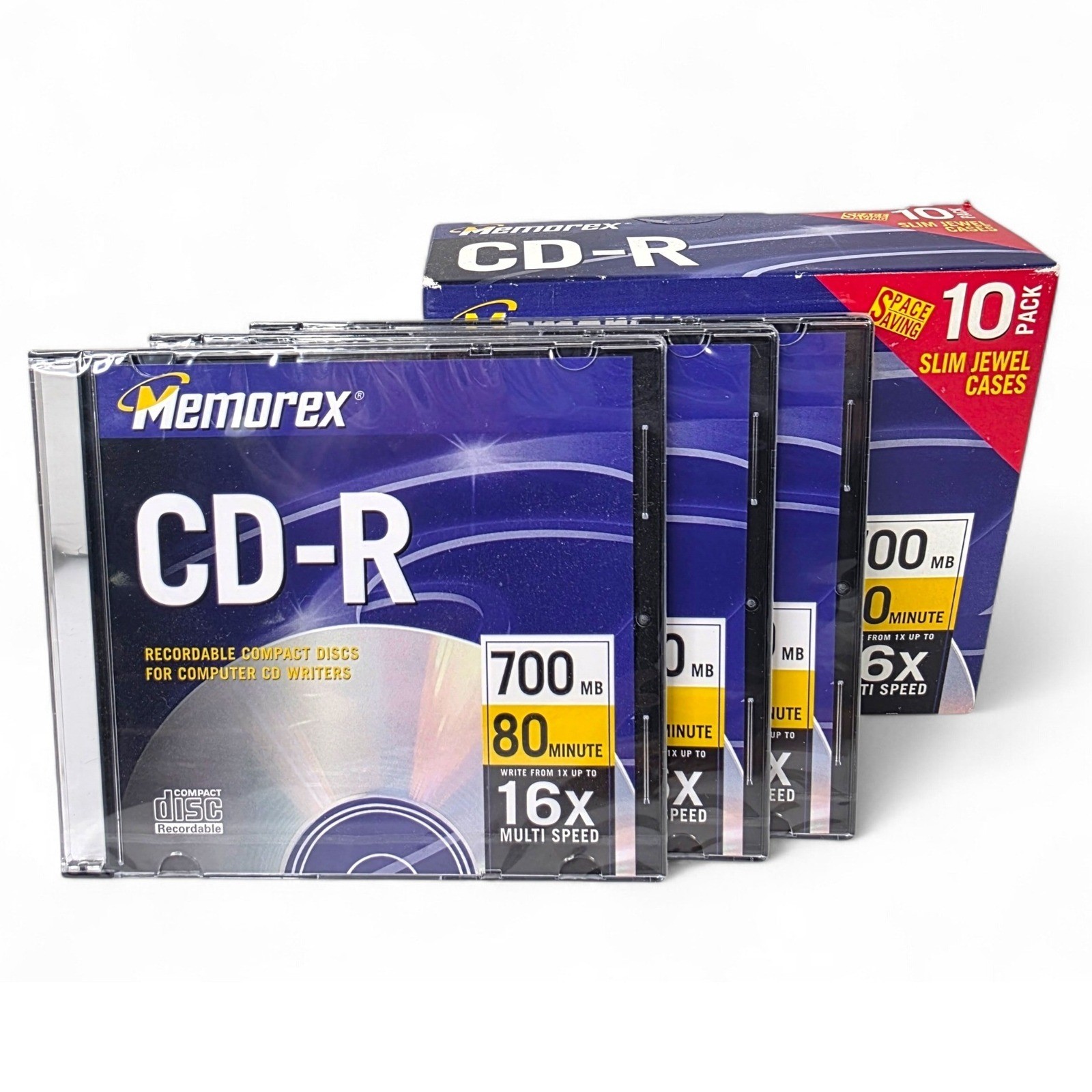 Memorex CD-R 700MB 80 Minute 16x Multi Speed 13 Pack Slim Je