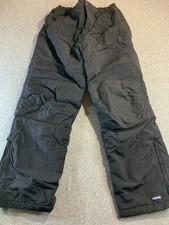 Lands' End Snow Pants Kids 18H Black Ankle Zip Staight Leg Waterproof Ski Winter