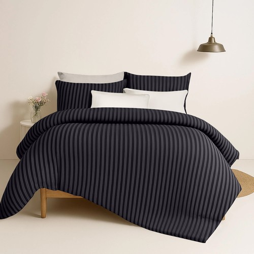 ÄGYPTISCHE STREIFEN BETTBEZUG SET WEICHE STEPPDECKE BETTWÄSCHE SET DOPPEL KING SIZE UK - Bild 2 von 80