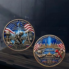 9/11 Never Forget 343 FDNY Firefighter Memorial Challenge Coin 25 Years Tribute