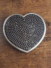    Decorative Belt Buckle Solid Metal Heart Shaped With Black Beads Made In...