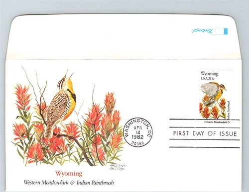 S07-3006, WYOMING, WESTERN MEADOWLARK & INDIAN PAINTBRUSH, FDC