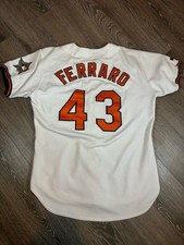 Camiseta cosida rara vintage 1993 AS Baltimore Orioles Mike Ferraro #43 MLB Russell