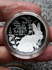 Rare Australian 1 Ounce Fine Silver 2023 Year Of The Rabbit Domed Proof Struck.