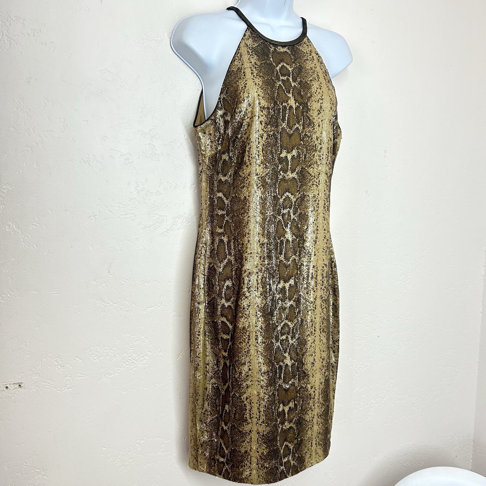 Cache Python Sequins Gold Sleeveless Knee Length … - image 3