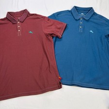 2 Tommy Bahama Mens Large Supima Cotton Emfielder Polo Shirt Lot Blue/Maroon
