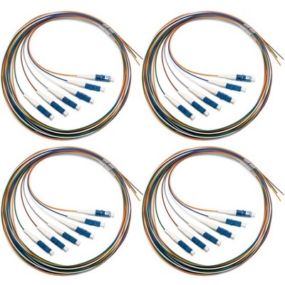 4 PCS 1.5M 6 Strand Singlemode 9/125 LCUPC Fiber Optic Pigtail Cable