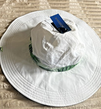 Mission Cooling Bucket Hat White Green Sea Palm Sun Outdoors Odor Protection NWT