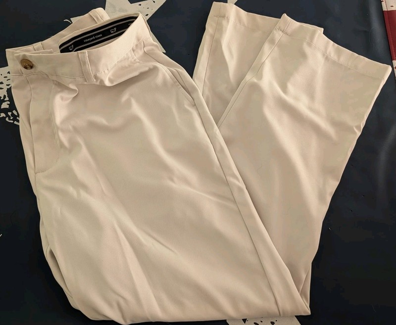 Vineyard Vines Men Links Pant Classic Fit Straight Leg White Stretch Knit 38