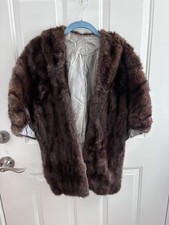 Vintage Authentic Real Mink Fur Cropped Shawl/Wrap S/M 1950s