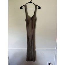 Free People FP Beach Brown Ribbed Knit Scoop Neck Maxi Dress Small stretchy boho