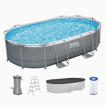 Bestway Power Steel 16ft x 10ft x 42in Rectangular Above Ground Swimming Pool