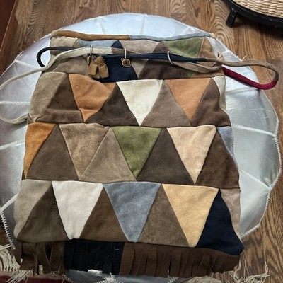 VINTAGE SUEDE PATCHWORK SHOULDER BAG PURSE