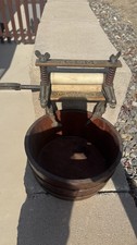 GEM AMERICAN WRINGER CO. Salesman Sample Laundry Clothes Wringer w/ Wood Bucket