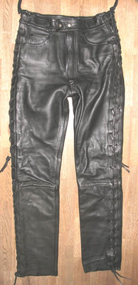 - HARRO - Herren- Schnür- LEDERJEANS Biker - Lederhose schwarz ca. W30-31 / L33