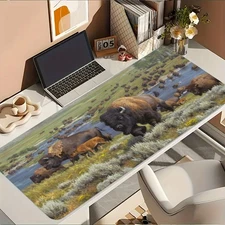 40*90cm 1pc Bison Hunting Lodge Gaming Desk - Large Non-Slip Rubber Base & Thick
