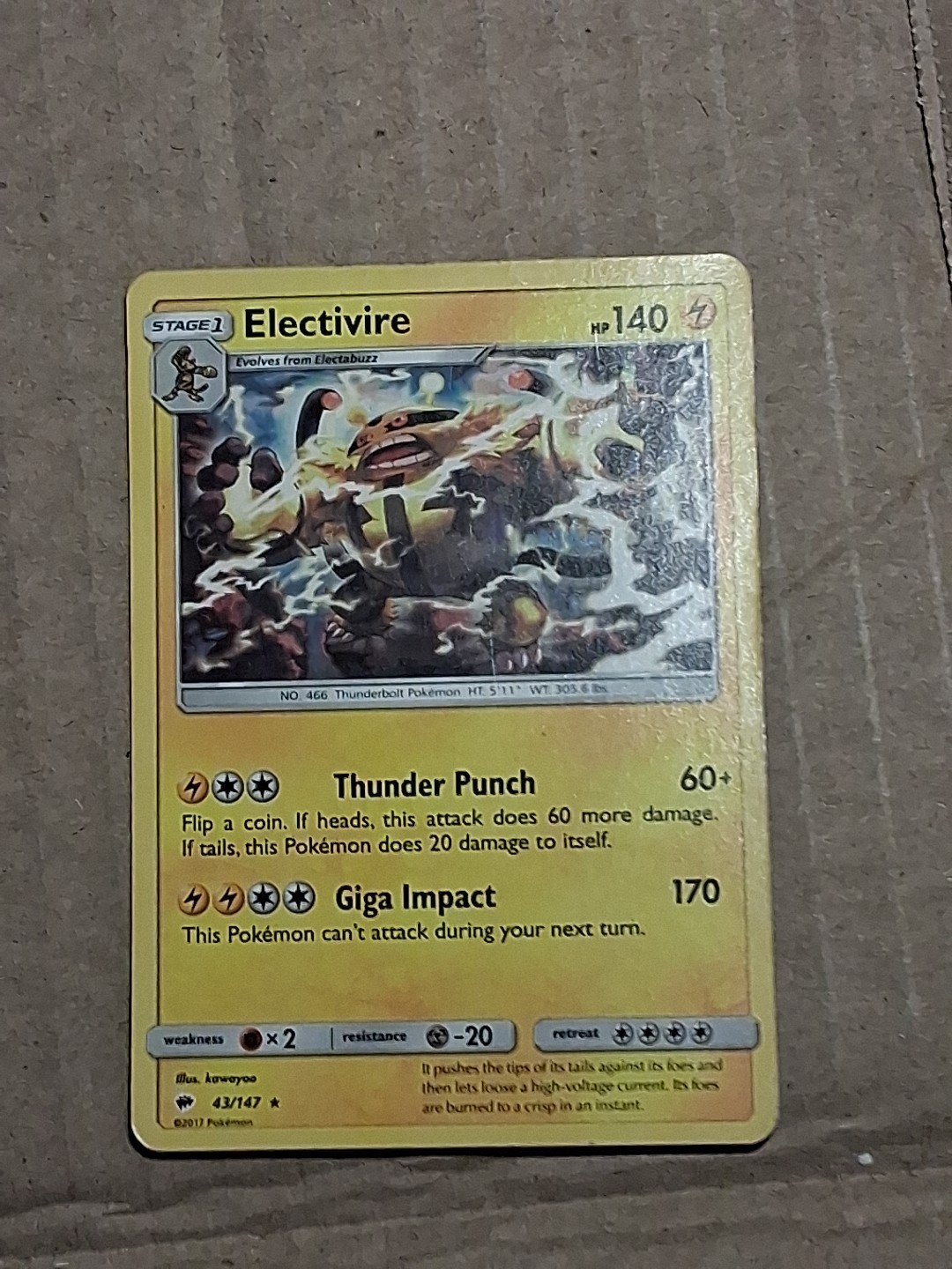 Electivire Holo Pokémon TCG Reverse Breakpoint Card 43/147
