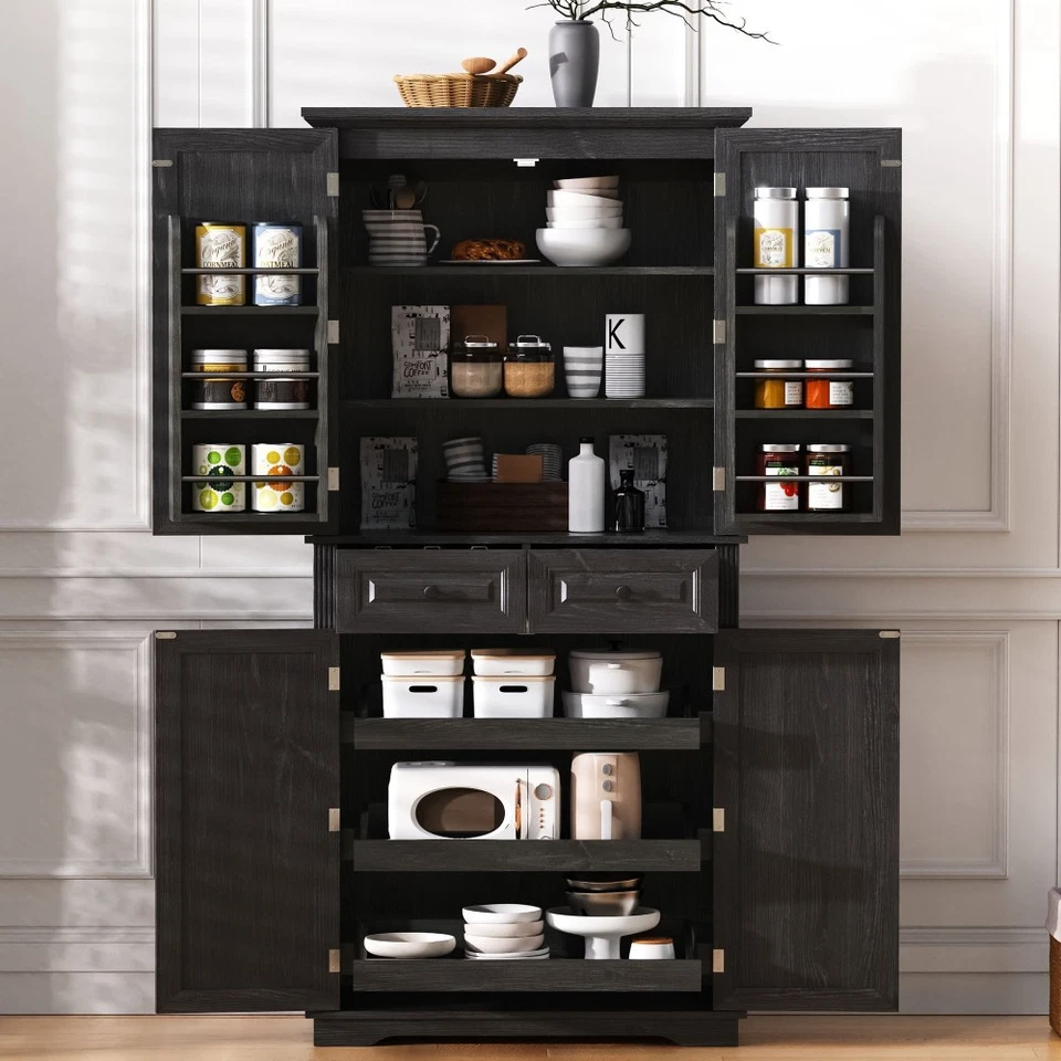 厨房储藏柜储物柜立式带抽屉门橱柜  — 第 3/4 张图片