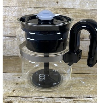 VTG Schott Duran Germany Glass Coffee Pot  32oz Black Handle Mid Century 8 cup