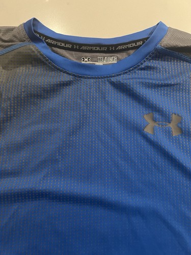 Under Armour Youth XL YXL Heatgear Blue Gray Athletic Loose Short Sleeve Shirt - Picture 3 of 10