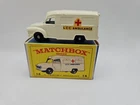 Lesney Matchbox Lomas AmbulanceNo 14 E4 Box White Red Cross England Clean