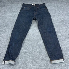 Unbranded Jeans Mens 30 Relaxed Tapered Selvedge Denim UB601 14.5oz Dark Raw