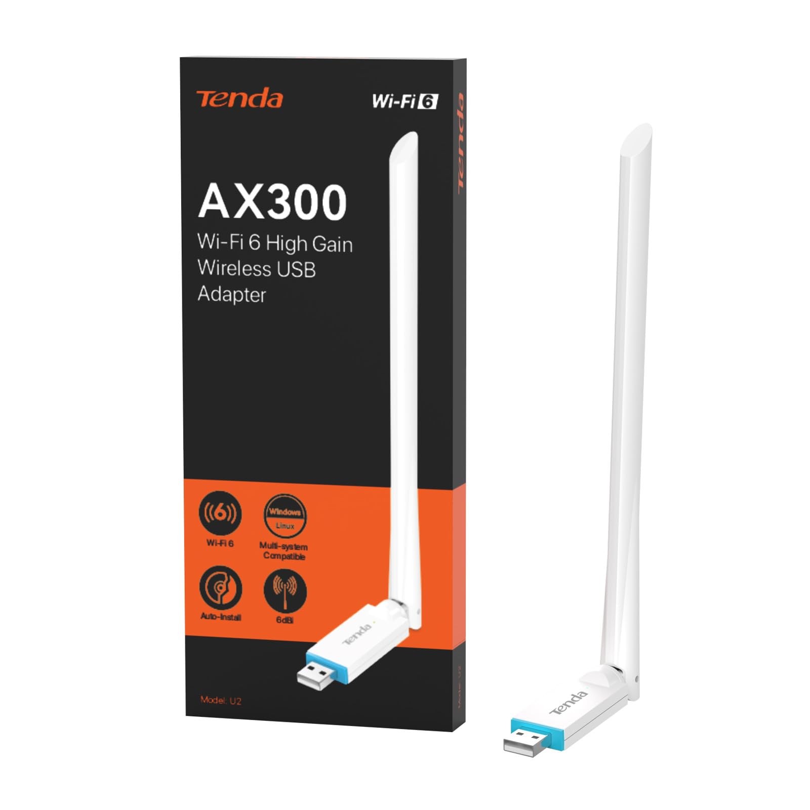 AX300 Adattatore USB Chiavetta WiFi per PC 2.4GHz 286Mbps Antenna WiFi 6dBi WPS