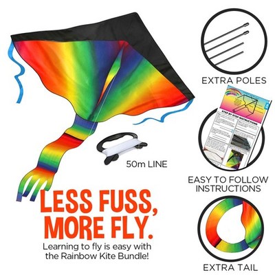 Rainbow Kite 100M Drachenschnur und Spannweite Großer Kinder Drachen 210T DHL