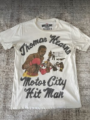 Roots of Fight Thomas Hearns Motor City Hit Man Detroit White T-Shirt Men S