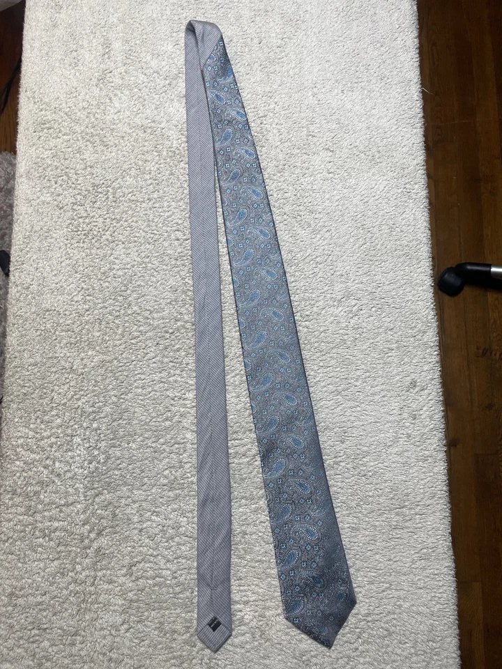 Corbata de seda tejida PAISLEY gris azul para hombre SAMUELSOHN Italia Foto 4 de 4