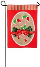 Candy Cane Garden Burlap Flag