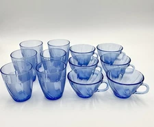 New Duralex Beau Rivage Cobalt Blue Glassware Set of 12 France