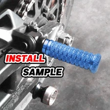 Blue M-Grip Racing Front Foot Pegs Set For FZ6 S Fazer 04-09 10 11 12 13 14 15