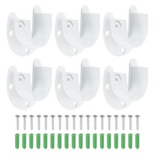 6 Pcs 1-1/4" Inch Closet Rod Bracket for Closet Rod, White