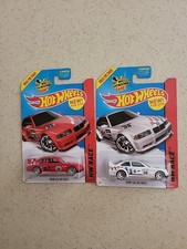 2 Hot Wheels BMW E36 M3 Race HW Race 2014 Series #BFG64 New Red&White 1:64