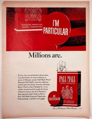 Pall Mall 1964 Vintage Print Advertisement 10x13 Red Cigarettes Art