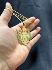 Egyptian Winged Amulet Necklace Golden Tone Handmade in Egypt