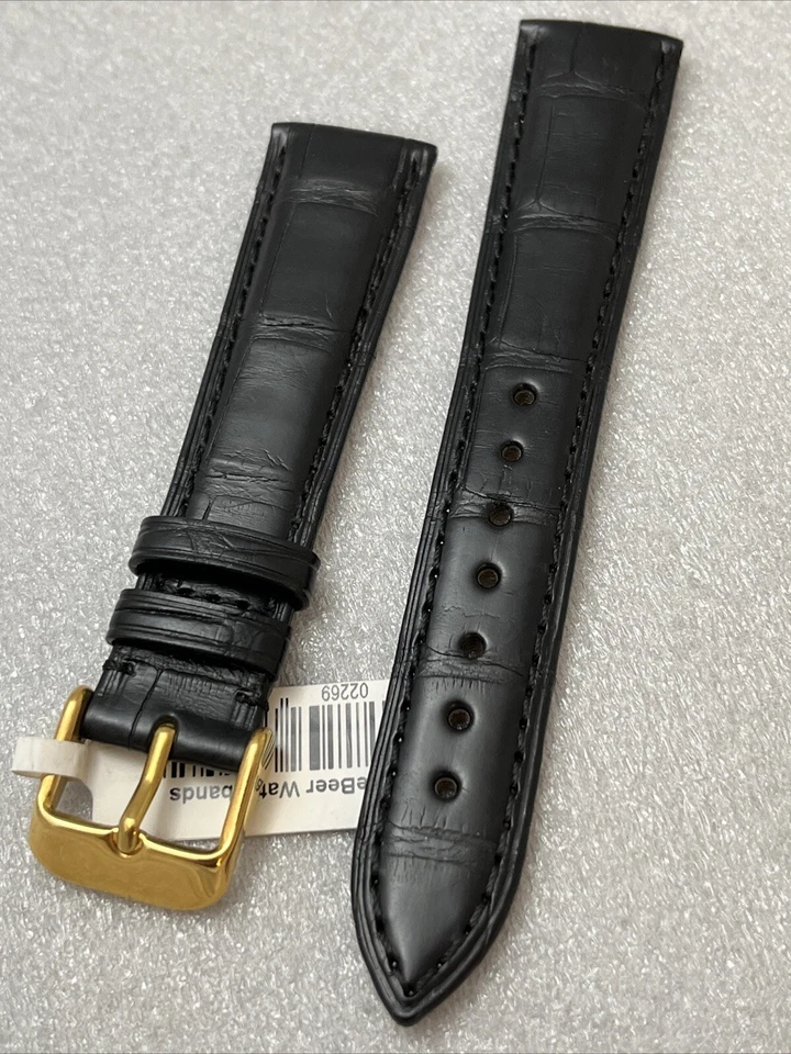 DeBeer PARIS Watch Strap 19 x 16 Black Genuine Alligator Matte Handmade - Image 4 of 4
