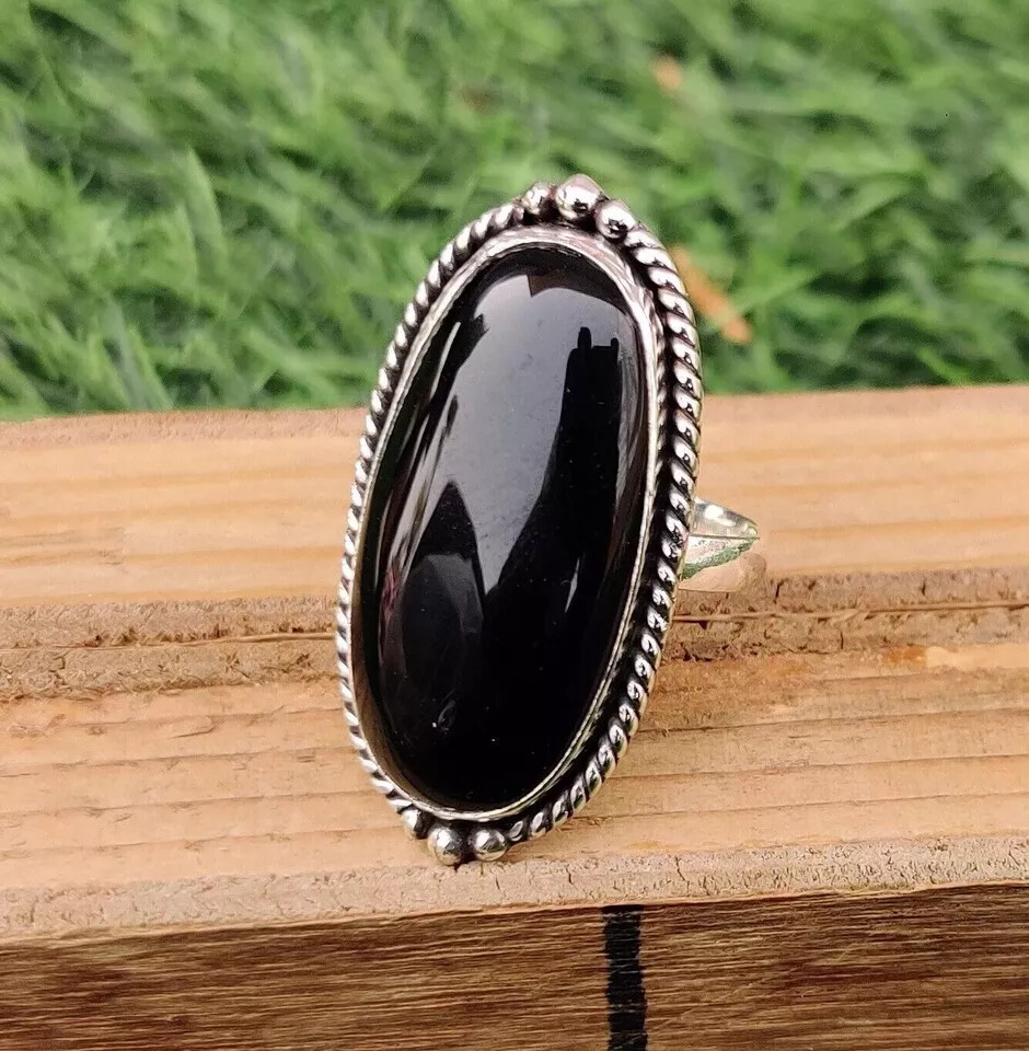 Black Onyx Ring Solid 925 Sterling Silver Handmade Wedding Ring All Size R114
