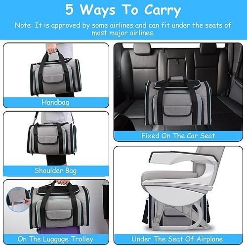 Expandable Pet Carrier Airline Approved Cat Dog Carrier Cat Collapsible Soft Car - Picture 6 of 7