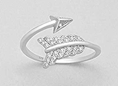 Solid Sterling Silver CZ Cupids Arrow Archers Band Ring 13mm size 7  $
