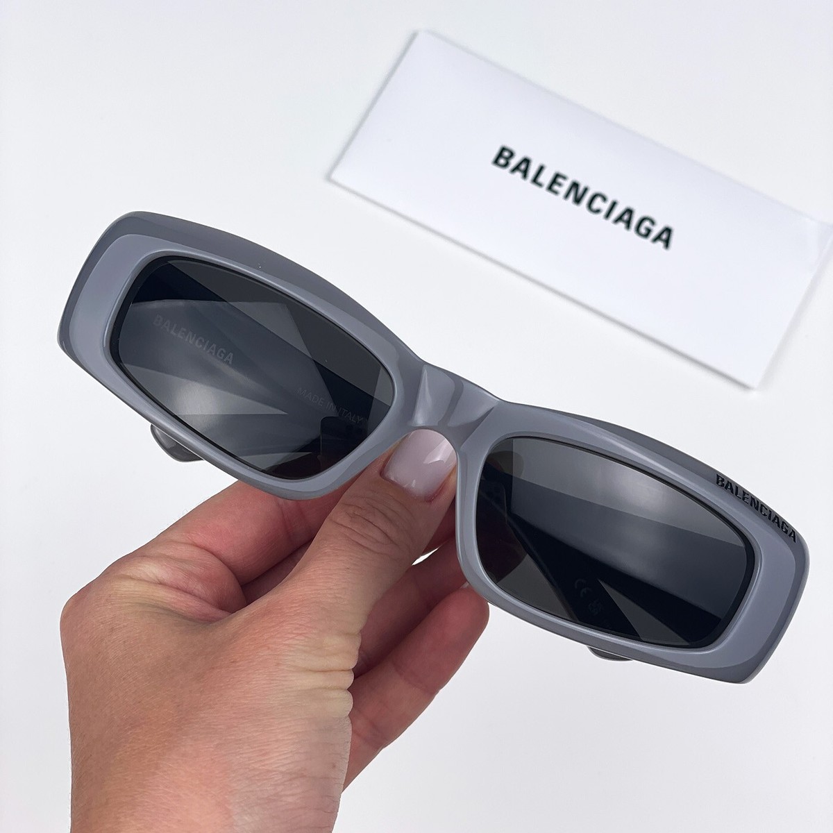 Balenciaga Men Sunglasses Grey Rectangle BB0266S 003 NEW | eBay