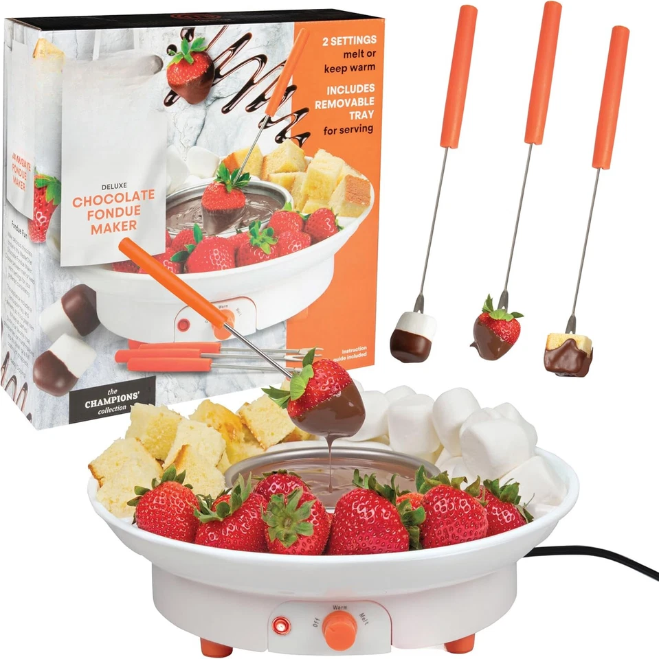 Chocolate Fondue Electric Maker -Fountain Fondue Set with 4 Forks andParty Plate - Image 2 of 4