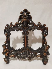 Vintage Victorian Rococo Baroque Cast Iron Angel Cherub Double Picture Frame